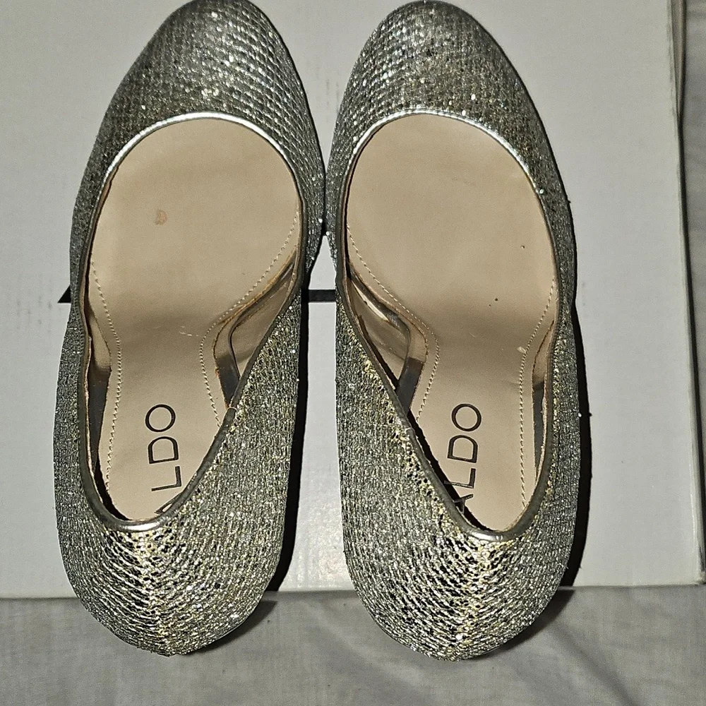Aldo Fran Silver Platform Heels Size 8 - Picture 7 of 16